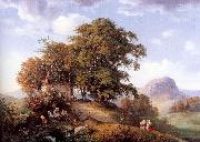 Oehme, Ernst Ferdinand An Autumn Afternoon near Bilin in Bohemia oil painting